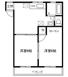 ヴィオレット千城 2DKの間取図画像