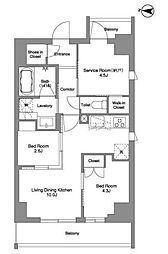 BPRレジデンス東日暮里 3階2SLDKの間取り