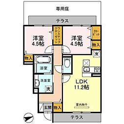 リヤン永井 2LDKの間取図画像