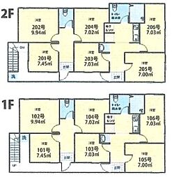 ザ・コテージ馬込 2階ワンルームの間取り