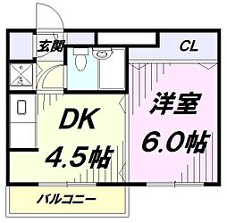 メゾンドクローネ 1DKの間取図画像