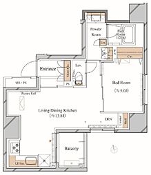 ブランシエスタ上野 9階1LDKの間取り