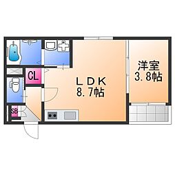 GRAND SUWA 1LDKの間取図画像