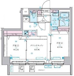 ジェノヴィア白糸台スカイガーデン 2DKの間取図画像