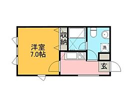 ステップ山水 1階1Kの間取り