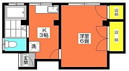 JR常磐線 亀有駅 徒歩5分の賃貸マンション 2階1Kの間取り