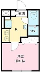 THE ROOMS 西大井 1階1Kの間取り