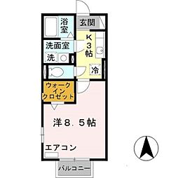 シエスタ学園南 1Kの間取図画像