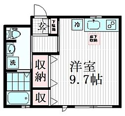 堤第 1階ワンルームの間取り