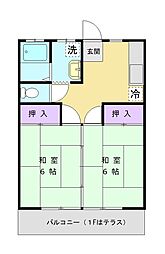 吉田ハイム 2DKの間取図画像