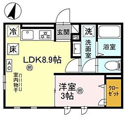 D-grace秋月 1階1LDKの間取り