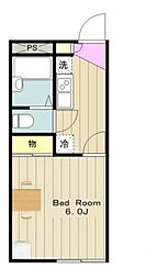 レオパレスエクセル原宿 1Kの間取図画像
