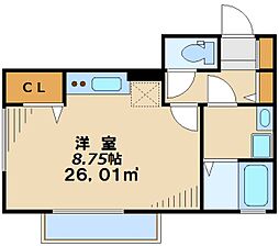 メゾン　デュ　プレ 2階ワンルームの間取り