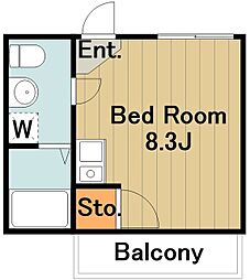 セレーノプリモ1 3階ワンルームの間取り