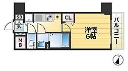 プレサンス三宮エレガンシア 1Kの間取図画像