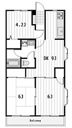 ベル・ビュー松戸 2階3DKの間取り