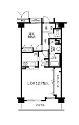 船橋ヒルズ 1LDKの間取図画像