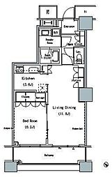 ザ・東京タワーズミッドタワー 14階1LDKの間取り
