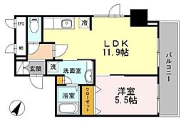 セルティスコート 8階1LDKの間取り