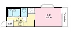 グリーンバレー木下 2階ワンルームの間取り