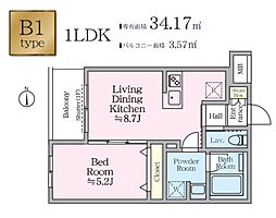 アイルグランデ赤羽 1階1LDKの間取り