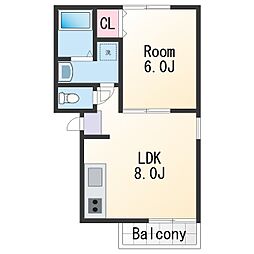 コープami 1階1LDKの間取り