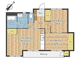 PLENDY松戸新田 1階2LDKの間取り