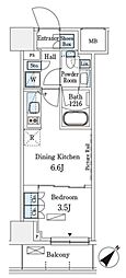 パークアクシス横浜伊勢佐木町通り 1DKの間取図画像