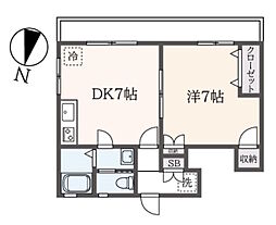 バードハイツ 1DKの間取図画像