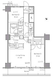 パークアクシス豊洲 5階2LDKの間取り