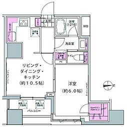 プレジリア東日本橋 8階1LDKの間取り