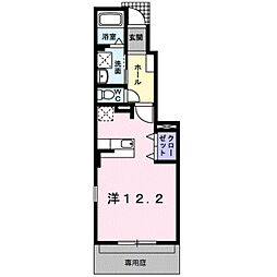 フォンテーヌブロー 1階ワンルームの間取り
