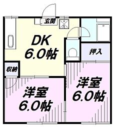 コーポ・5 2階2DKの間取り