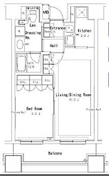 パークアクシス御茶ノ水ステージ 6階1LDKの間取り