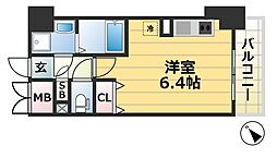 パシフィックレジデンス神戸八幡通 ワンルームの間取図画像