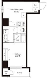 オリーブマンション荒川 8階1LDKの間取り