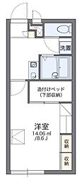 レオパレスエルシエロ 1Kの間取図画像
