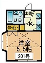 ハイツぴの ワンルームの間取図画像