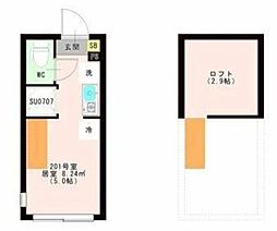 ＯＴＡＳ 代田橋 2階ワンルームの間取り