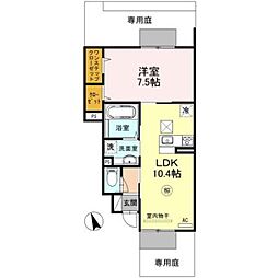 山陽電鉄本線 西新町駅 徒歩8分の賃貸アパート 1階1LDKの間取り