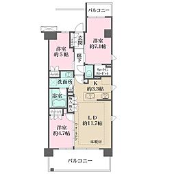 ジオ八潮ウエストレジデンス 2階3LDKの間取り