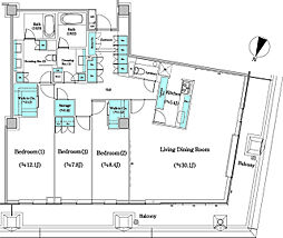 二番町テラス 12階3LDKの間取り