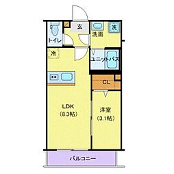 VOGUE 1階1LDKの間取り