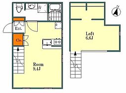 プリマ所沢元町 1階ワンルームの間取り