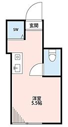 コートハウス南馬込II 2階ワンルームの間取り