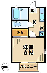 サマックスサンライズヒル 1Kの間取図画像