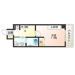 JR東西線 新福島駅 徒歩2分の賃貸マンション 10階1Kの間取り