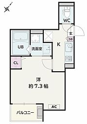 東松山市若松町1丁目アパート 1Kの間取図画像