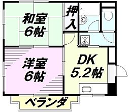 サクセス八日町 3階2DKの間取り