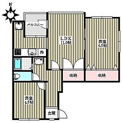 マムハイツ千駄木 7階2LDKの間取り